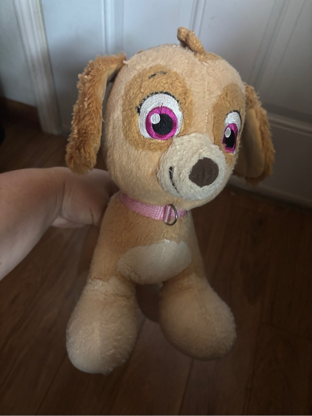 Build-A-Bear Brown Puppy Plush with Pink Eyes and Pink Collar